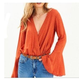 Free People Orange makin waves top